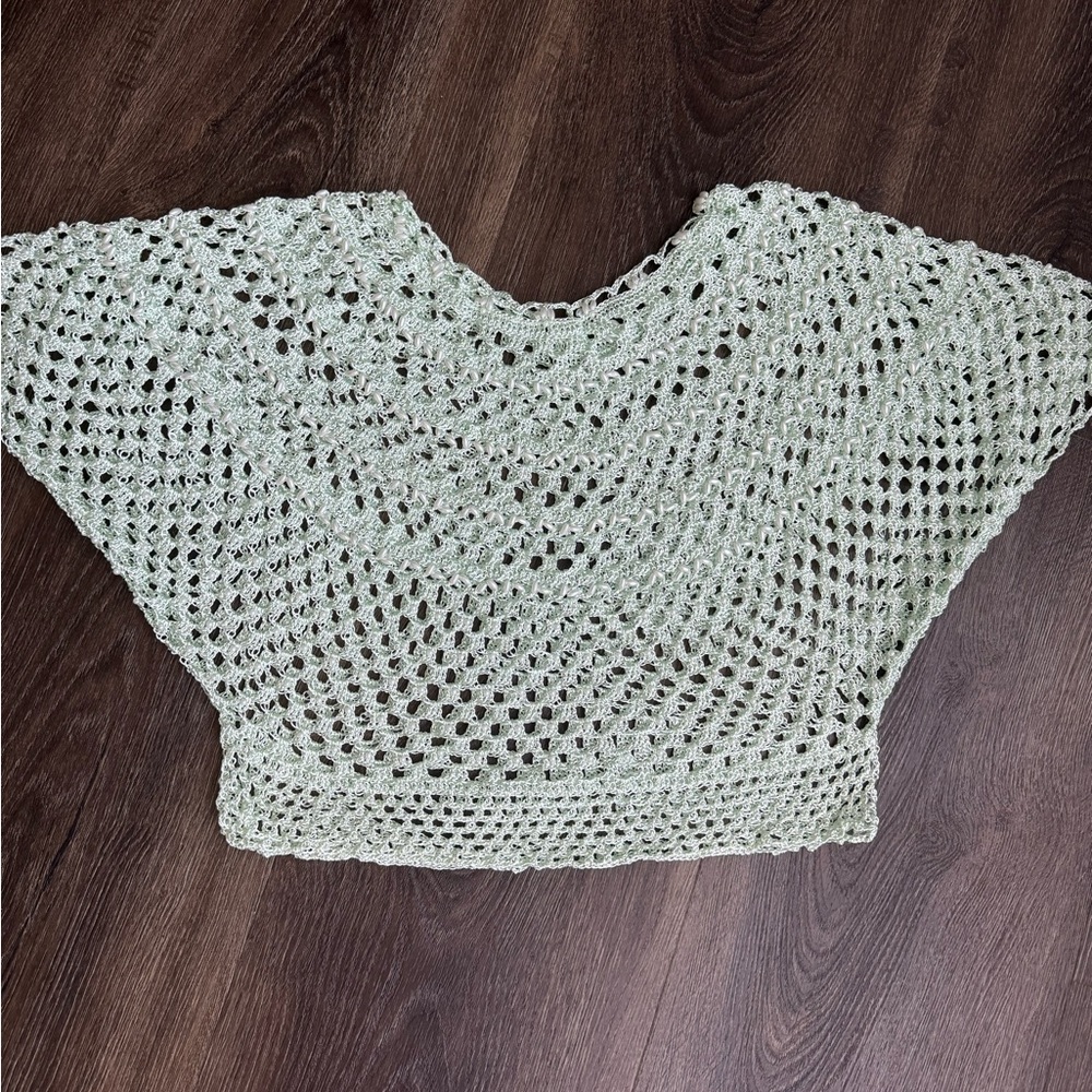 Handmade new knit summer top. Beautiful beaded design.
